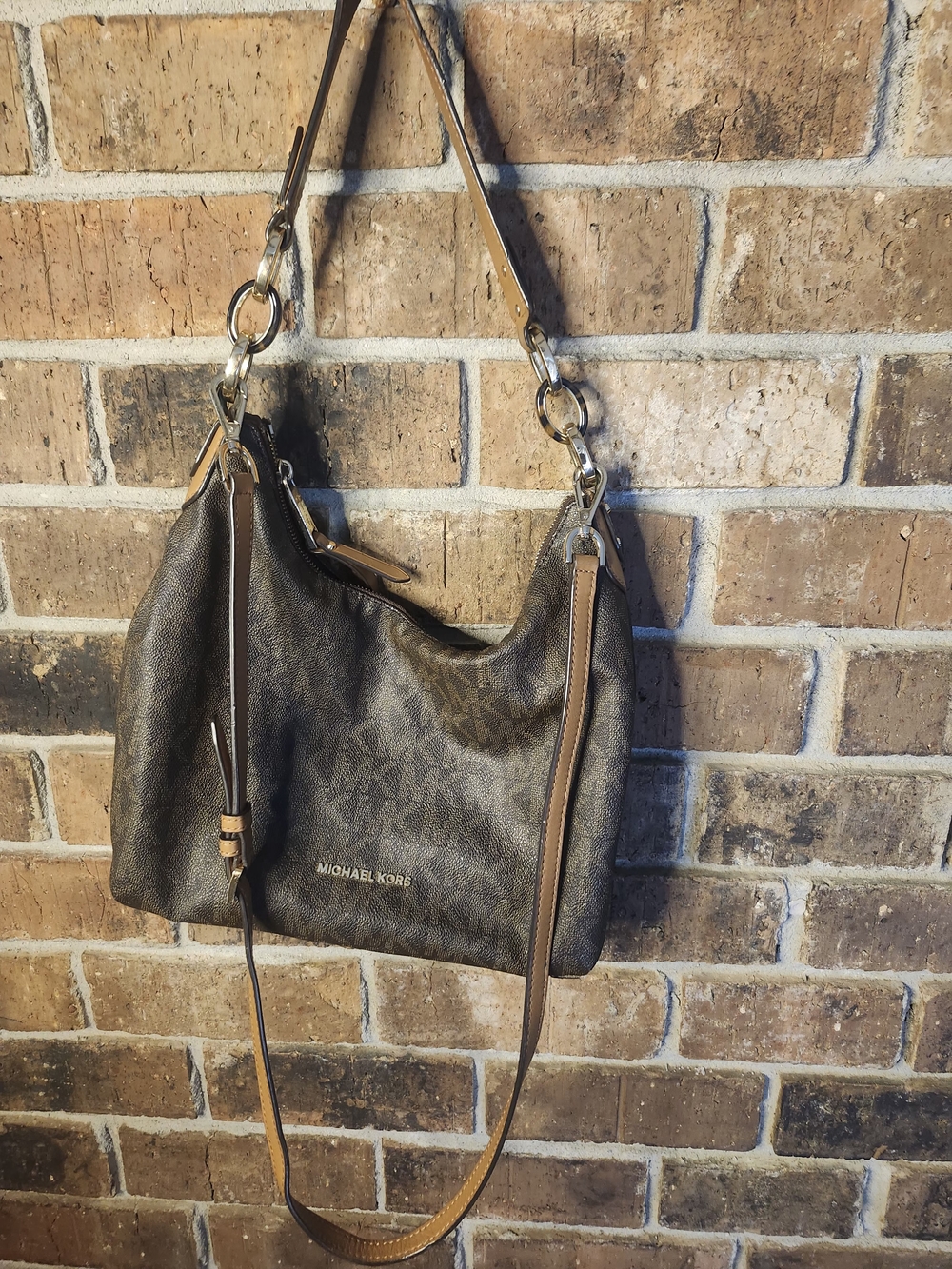 Michael Kors Brown Logo-Print Shoulder Bag